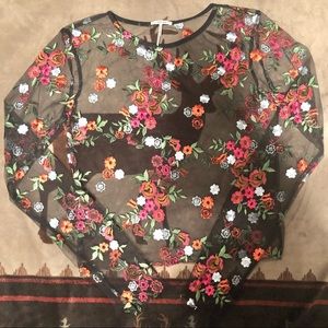 UO Floral Mesh Top
